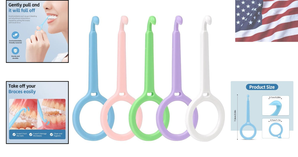 5-Piece Dental Aligner Removal Tool Kit - Hands-Free & Ergonomic