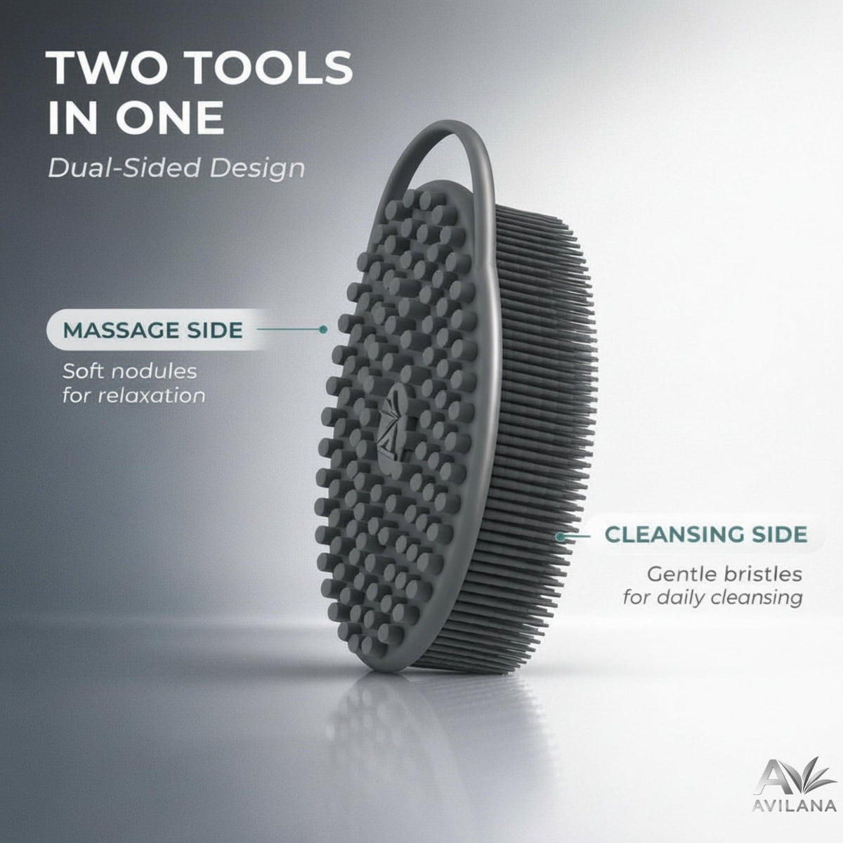 Silicone Body Scrubber Dual Sided Exfoliating Bath Brush - Quick Dry, Reusable
