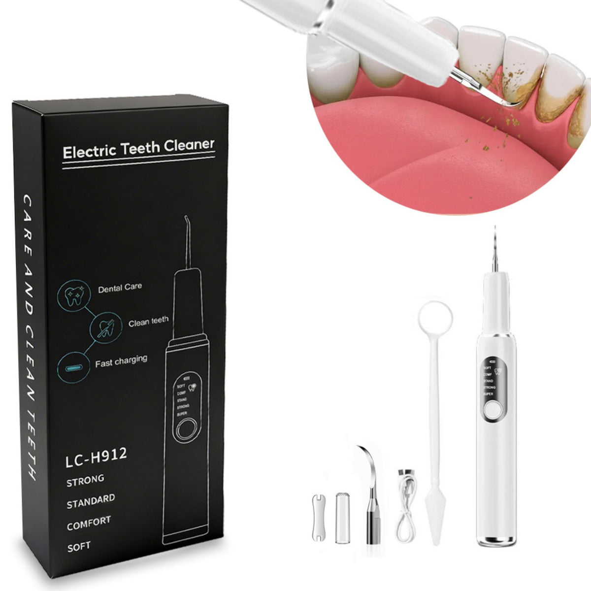 Ultrasonic Electric Tooth Cleaner Tartar & Plaque Remover Dental Scaler Kit