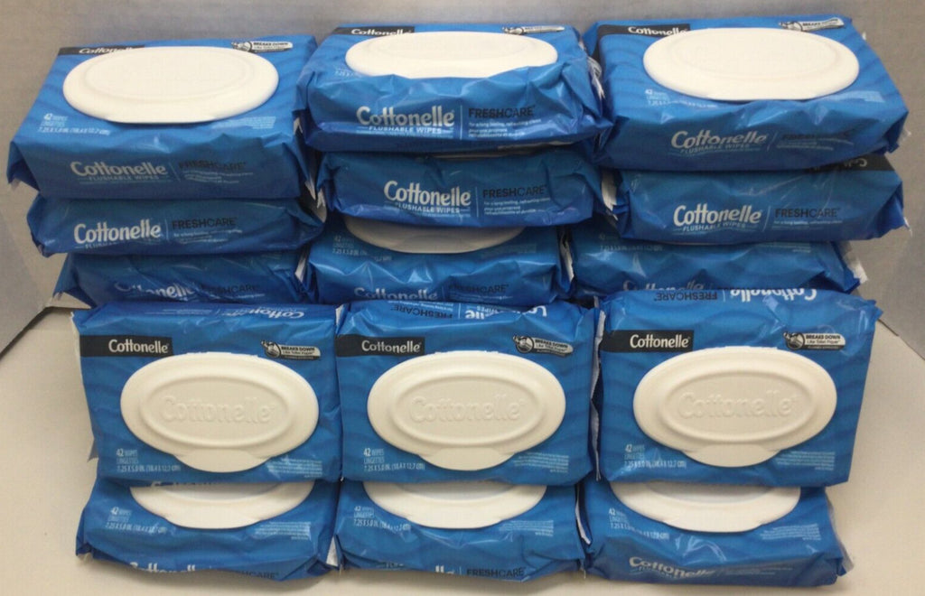 Cottonelle Flushable Wet Wipes 42 Count Per Bag - Bulk 1008 Wipes, Disheveled Packaging