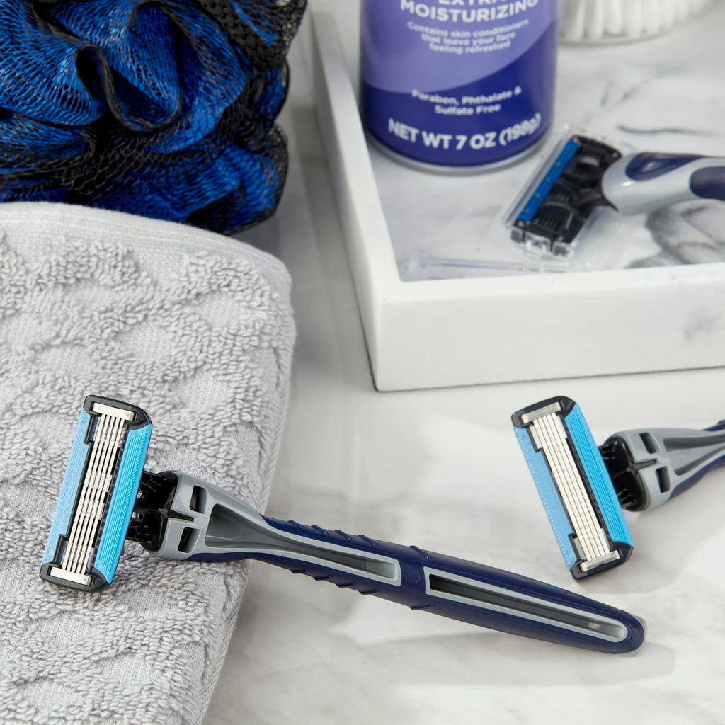 Men's Disposable 5-Blade Razors with Lubrication Strip - 3 Pack