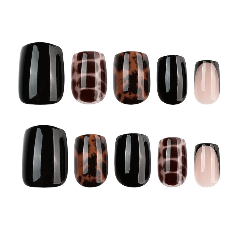 48Pcs Short Square Press-On Nails with Tortoise Crocodile Print - Trendy Fake Nails