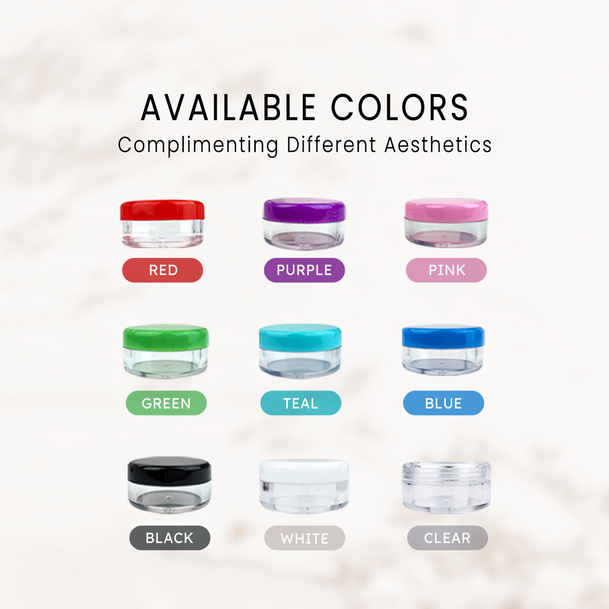 25-Pack 5ml Plastic Makeup Sample Jars - Cosmetic & Lotion Containers