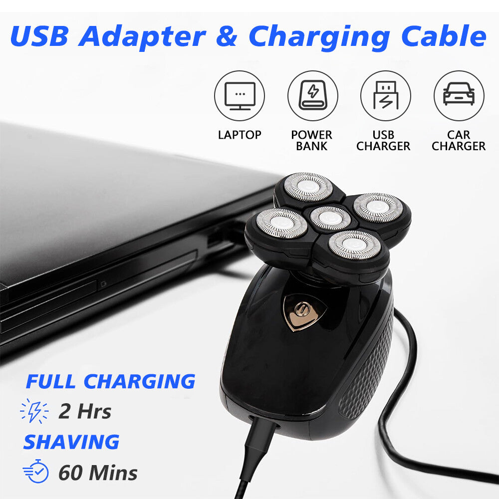 Electric Shaver for Men Wet & Dry Head & Beard Razor with 5 Attachments