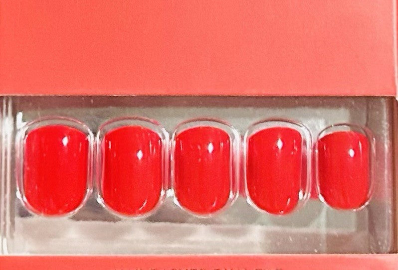 Red Aspen Press-On Short Square Shiny Red Tulips for Tiffani