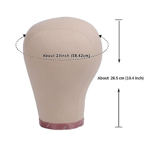 23 Inch Wig Head Mannequin with Cork Canvas Block for Hair & Hat Display