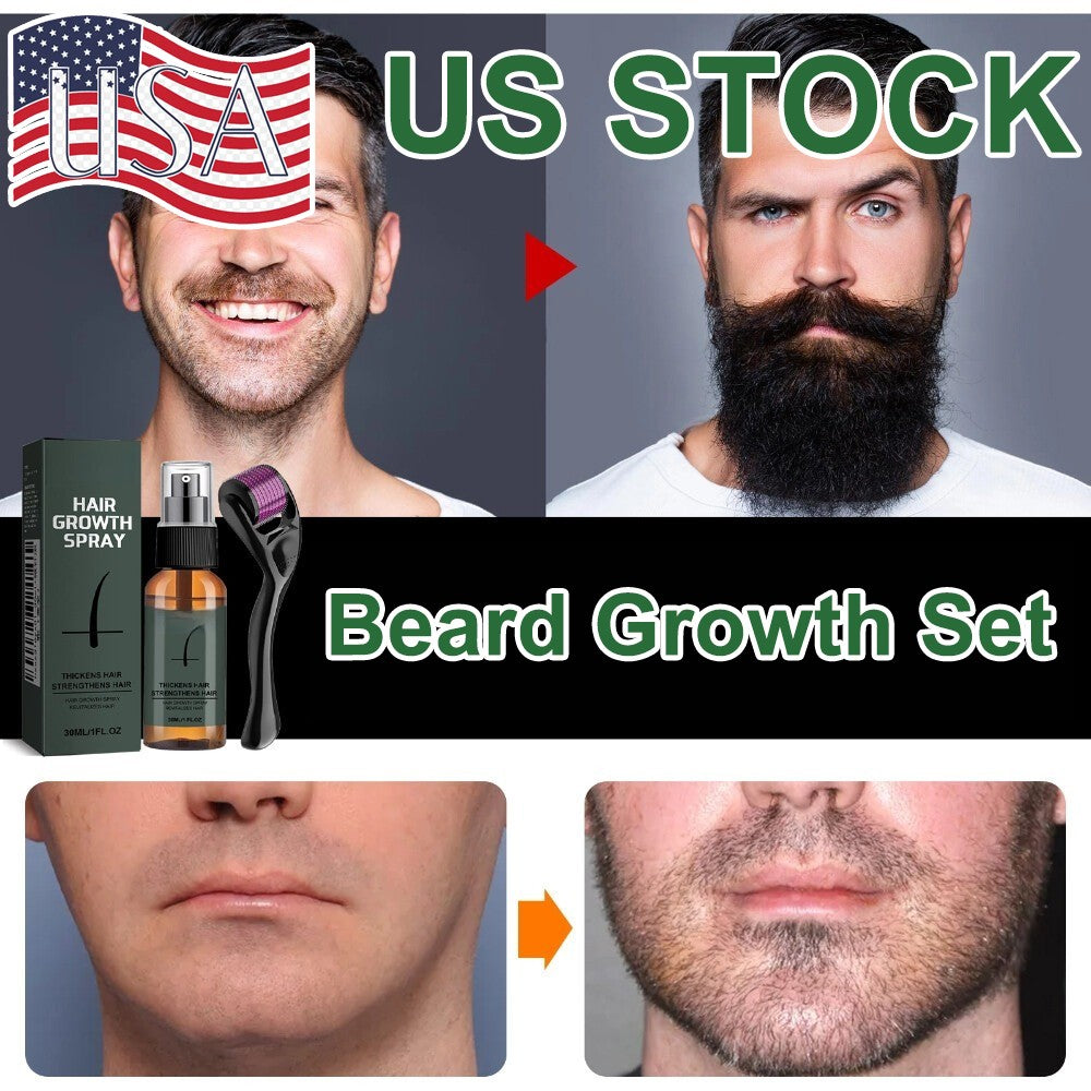 Men's Beard Growth Spray Kit Nourishing Oil for Beard & Mustache