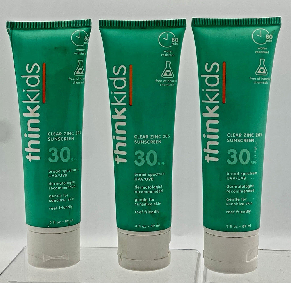 Kids Mineral Sunscreen SPF 30 with Clear Zinc Oxide - 3 Pack, 3oz Tubes