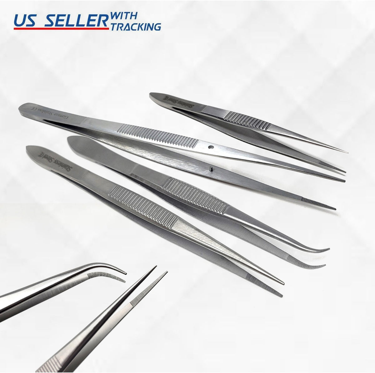 Professional Stainless Steel Point Tip Tweezers for Ingrown Hair & Splinter Removal