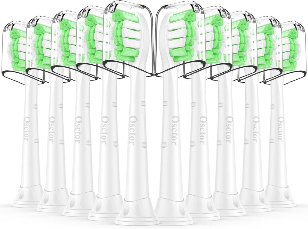 10 Pack Replacement Toothbrush Heads for Sonicare Click-On Handles - Compatible with 2 Series, DiamondClean, PowerUp & More