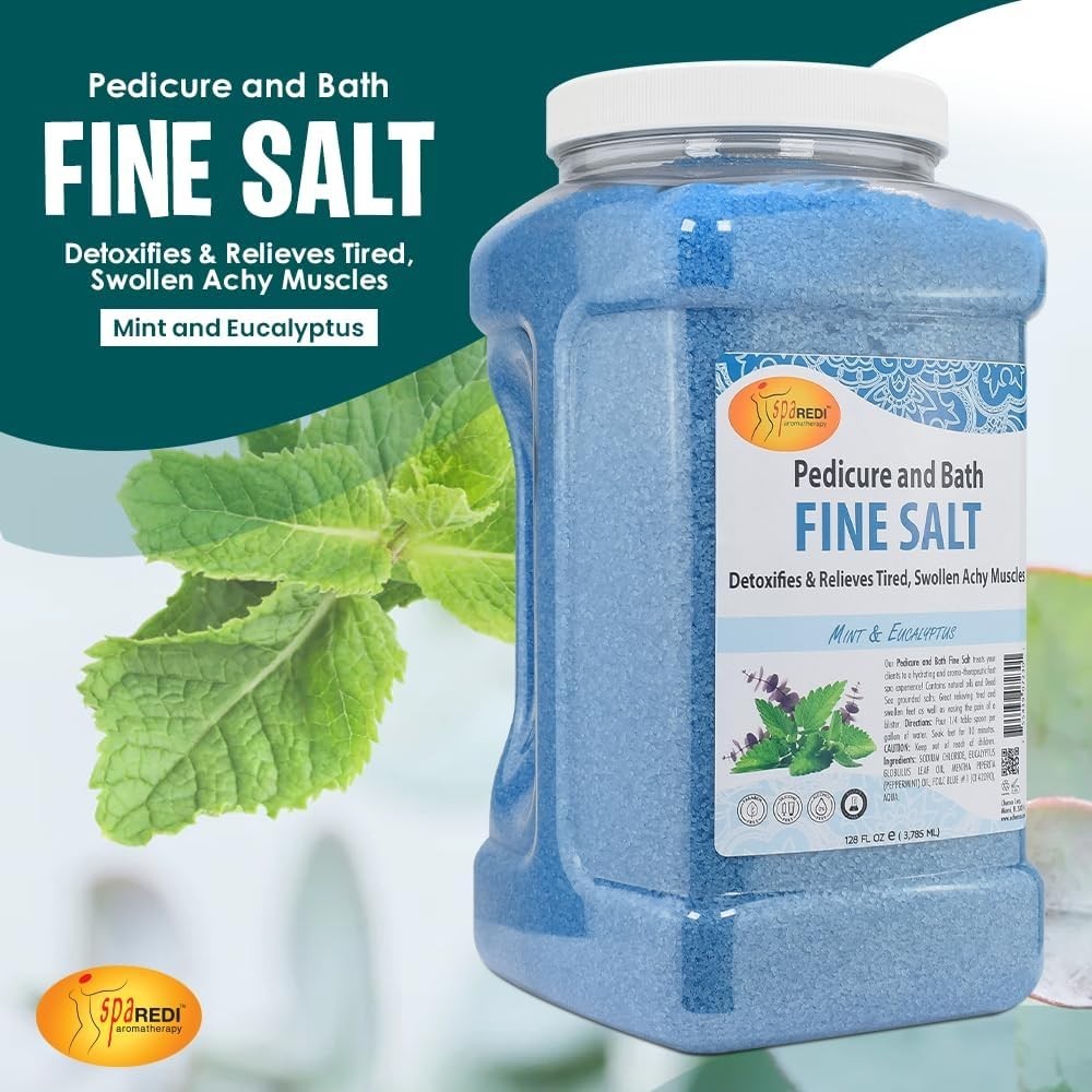 Spa Redi Mint & Eucalyptus Bath Salt for Pedicure & Relaxation 128oz