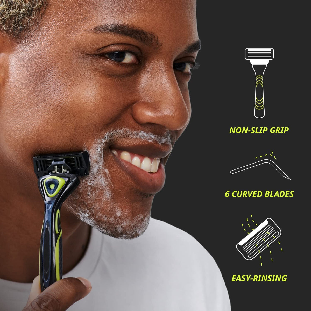 Six Blade Razor System with Interchangeable Heads - DORCO Pace 6 Sport, Olive
