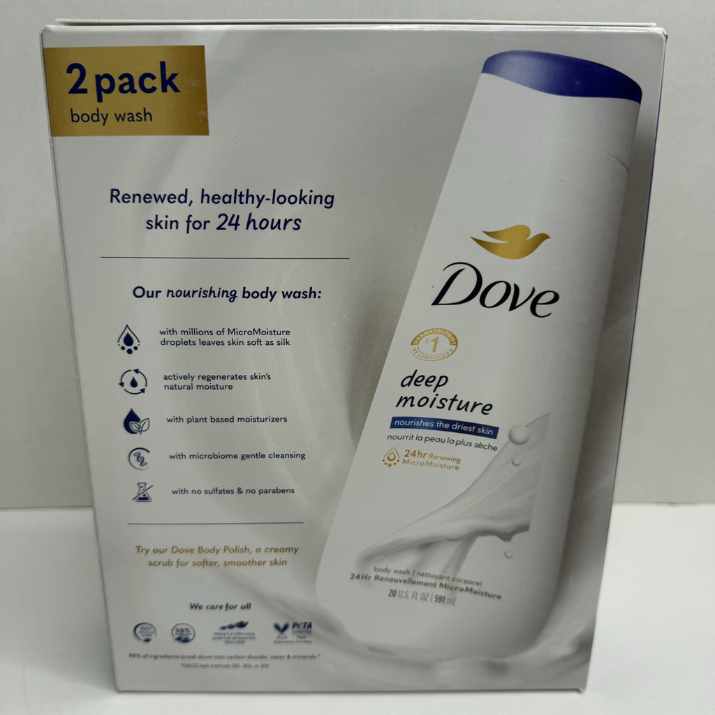 Dove Deep Moisture Body Wash Twin Pack - Hydrating Sulfate-Free 40 fl oz