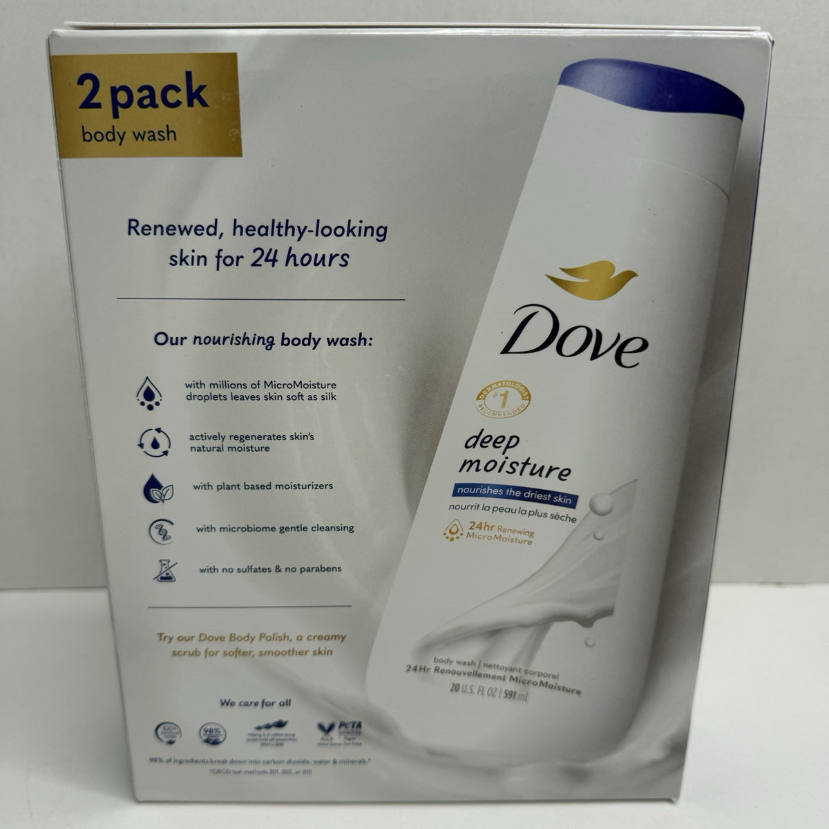 Dove Deep Moisture Body Wash Twin Pack - Hydrating Sulfate-Free 40 fl oz