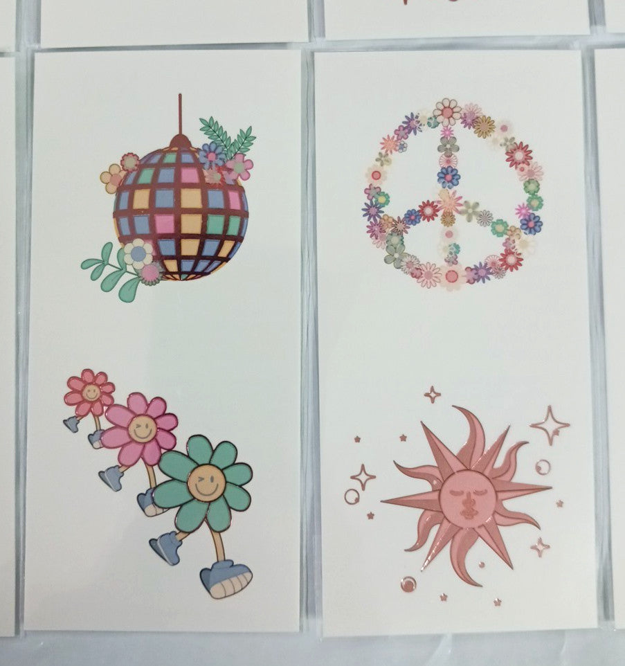 Metallic Flash Temporary Skin Tattoos Set – 36 Shiny DiscoPeace Sheets