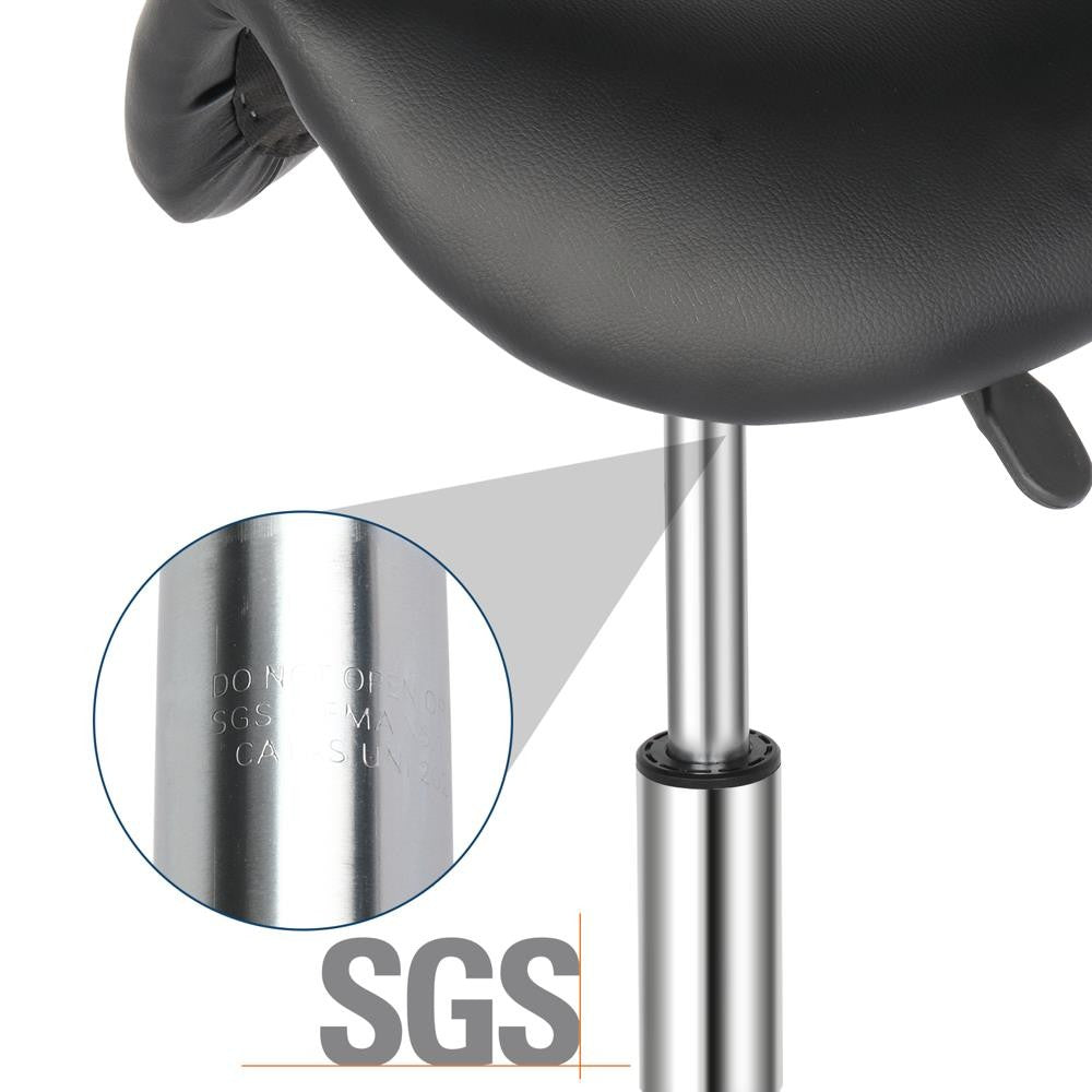 Hydraulic Adjustable Salon Stool with Swivel & Casters - Black