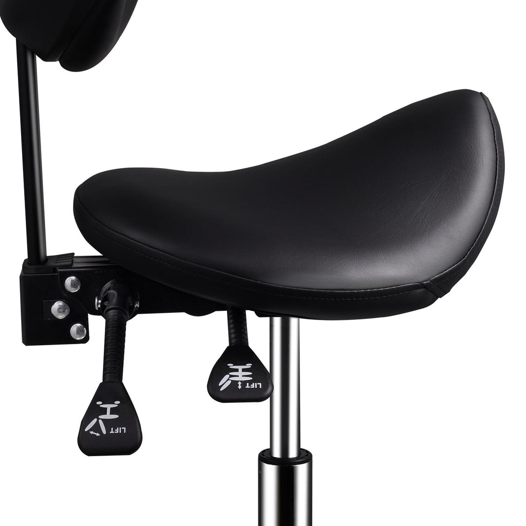 Ergonomic Saddle Stool with Wheels - Thickened Leather Seat, Adjustable Height