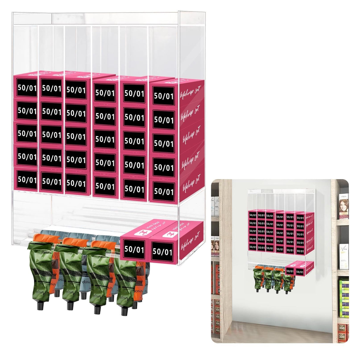 Acrylic Hair Color Organizer with 6 Compartments for Salon Storage