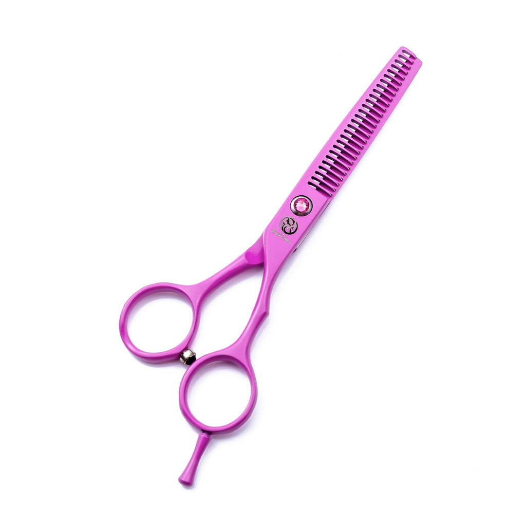 Pink Hair Cutting Scissors Set with Razor and Leather Case - 5.5 Inch Professional Hair Shears