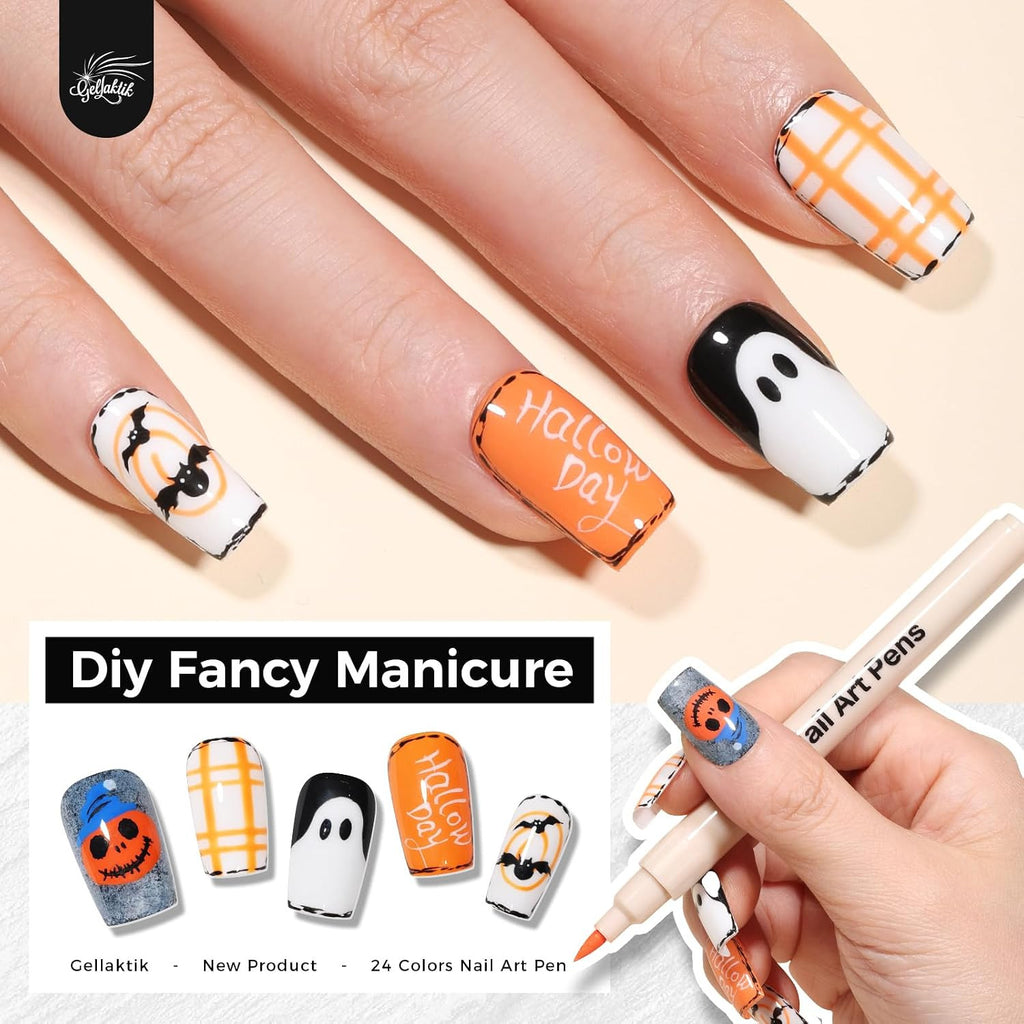 24 Color Fine Tip Nail Art Pens Set for Precise DIY Manicure