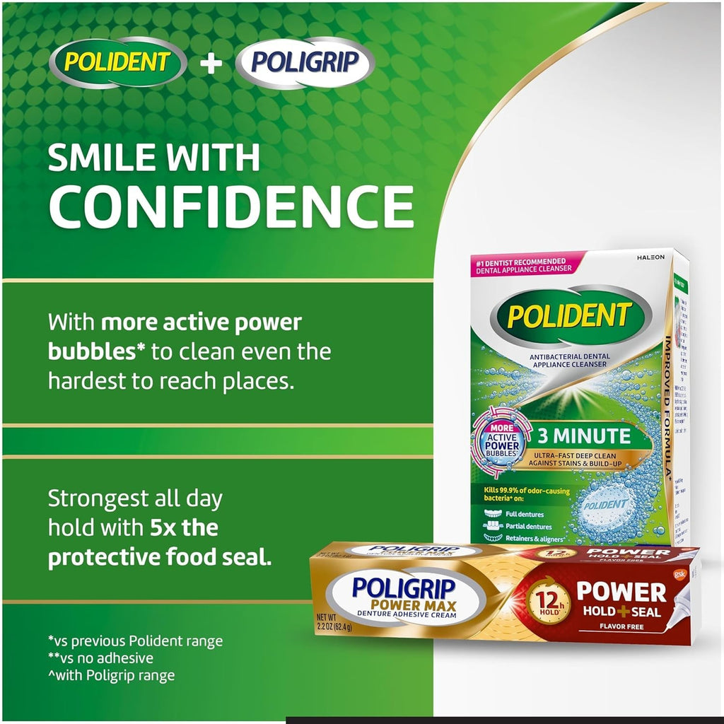 Dental Appliance Cleaner Tablets - Antibacterial, Odor-Removing, 60 Count