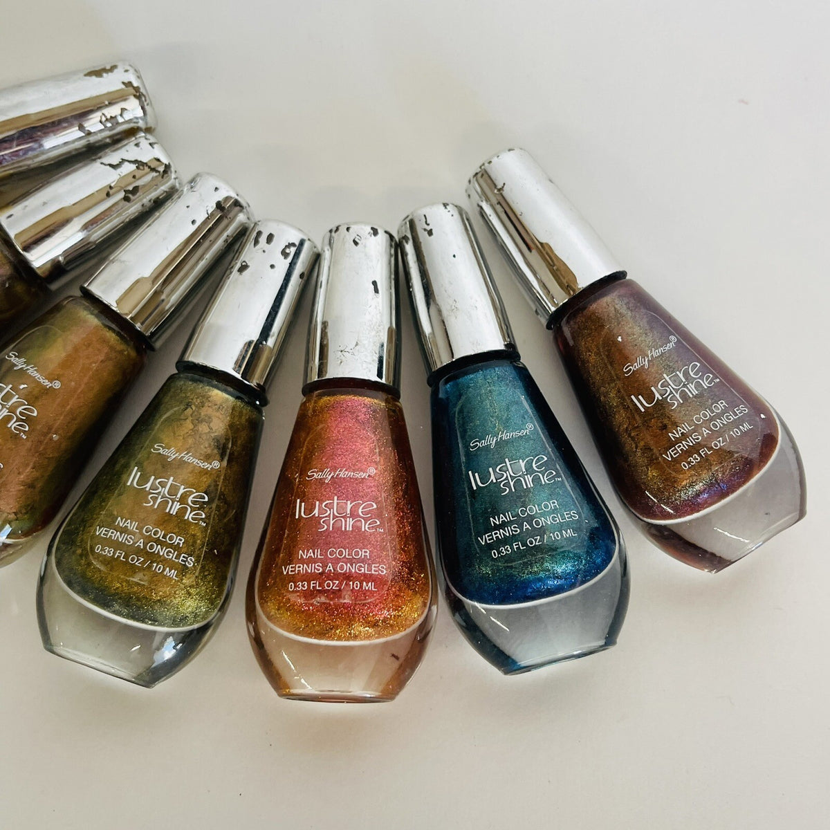 Set of 7 Shiny Multicolor Nail Polishes - Lustre Shine & Peeling Cap
