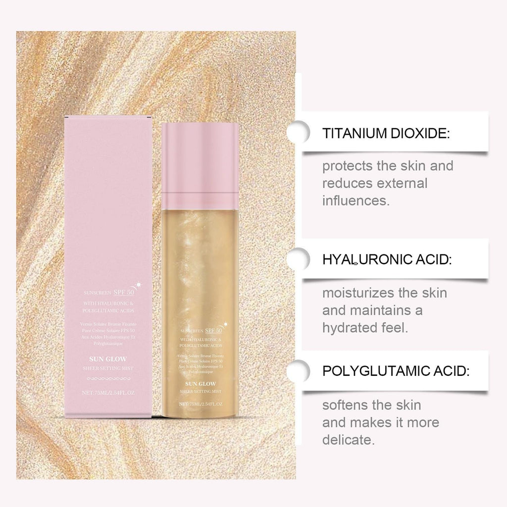 SPF 50 Sheer Setting Spray with Shimmering Body Oil for Face & Body