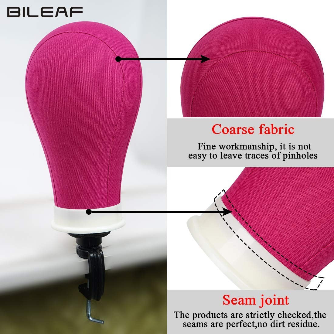 22 Inch Pink Canvas Mannequin Head for Wig Styling & Display