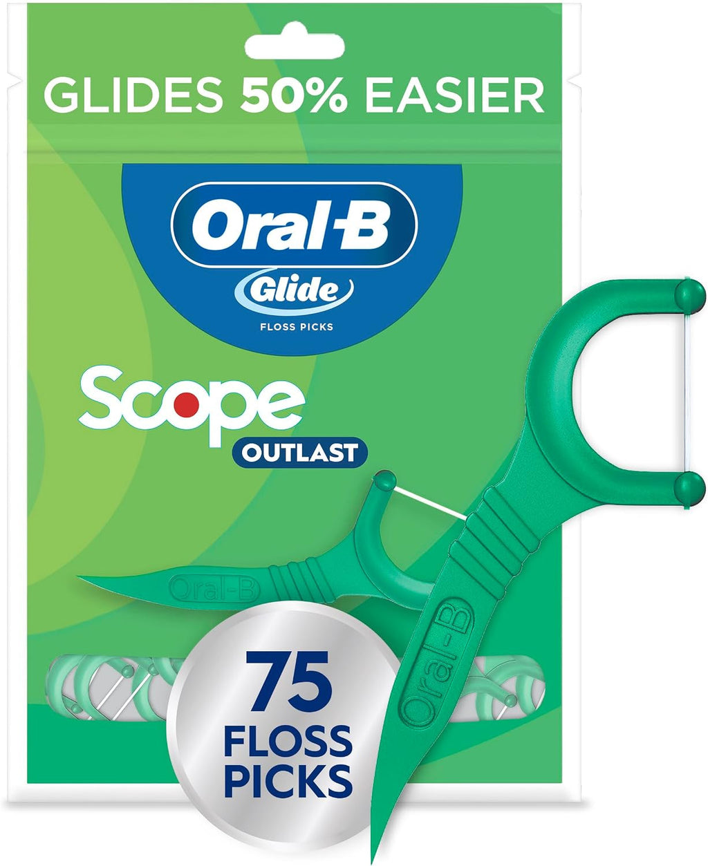 Dental Floss Picks with Mint Scope Flavor - 75 Pack, No PTFE Micro-Textured Floss