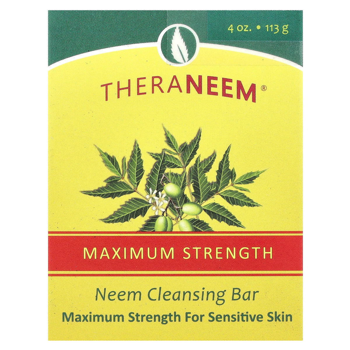 Neem Cleansing Bar for Sensitive Skin - Maximum Strength, 4 oz