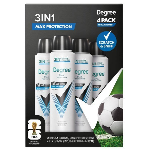 Men's 3-in-1 Antiperspirant Deodorant Spray - Max Protection, 4 Pack
