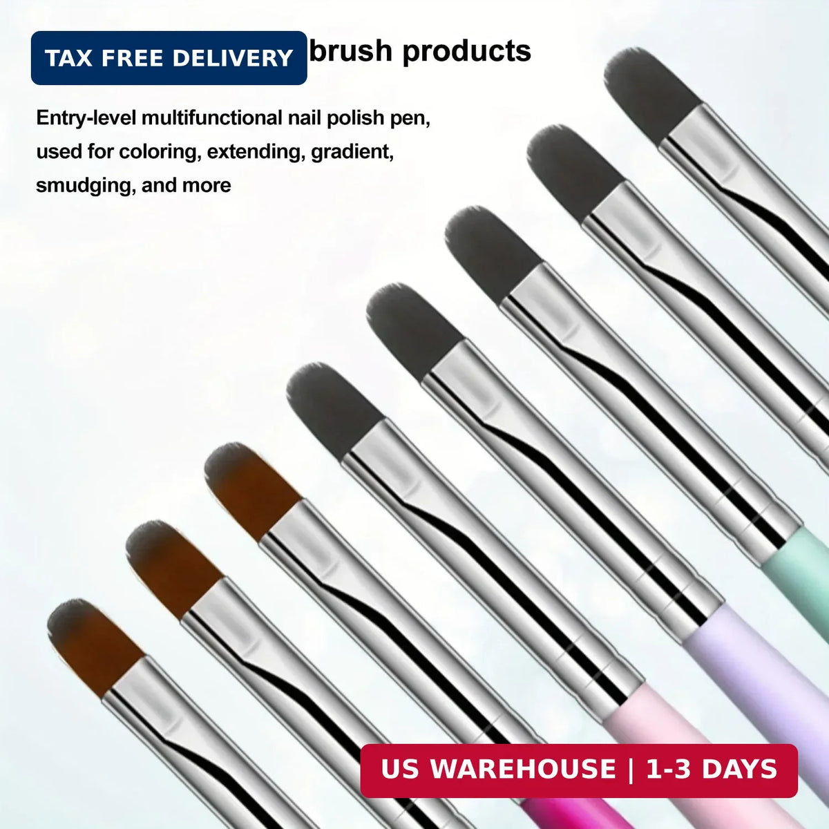 Gel Nail Brush Set - 8 Pcs Acrylic Nail Art Sculpting Brushes for Manicure
