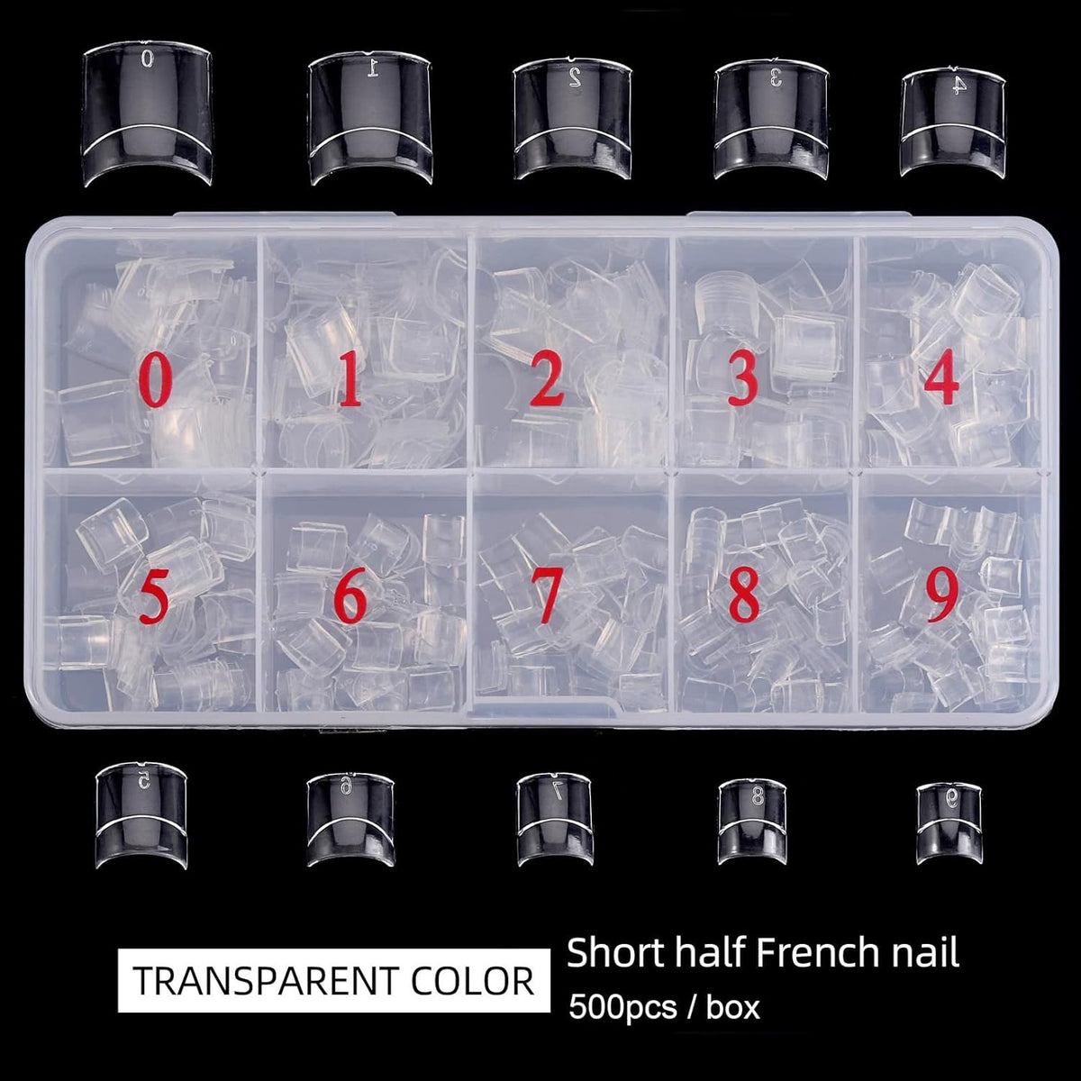 Short Square Acrylic Nail Tips 500Pcs - Clear Half Cover False Nails