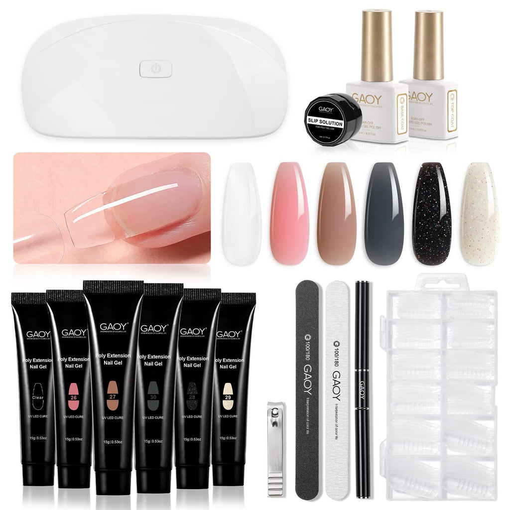 Poly Gel Nail Kit with UV Light Starter Set - 6 Colors for DIY Manicure