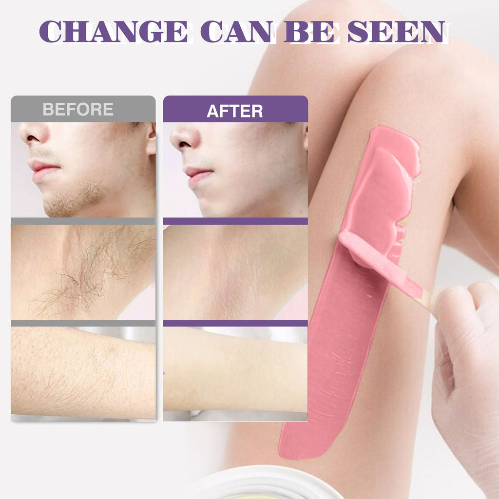 Home Waxing Kit with 300g Natural Hard Wax Beads, Portable Wax Heater and Accessories