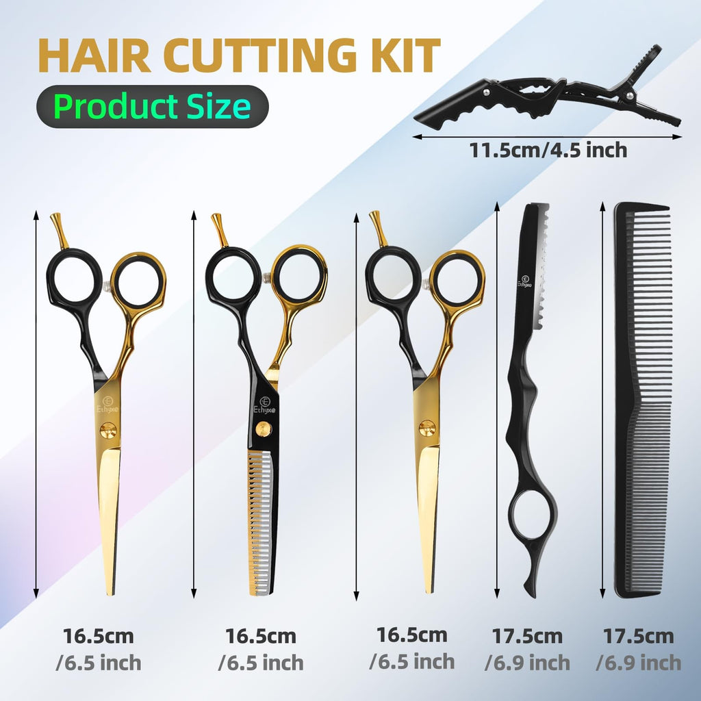 Professional 6.5 Inch Hair Cutting Scissors Stainless Steel Thinning Shears