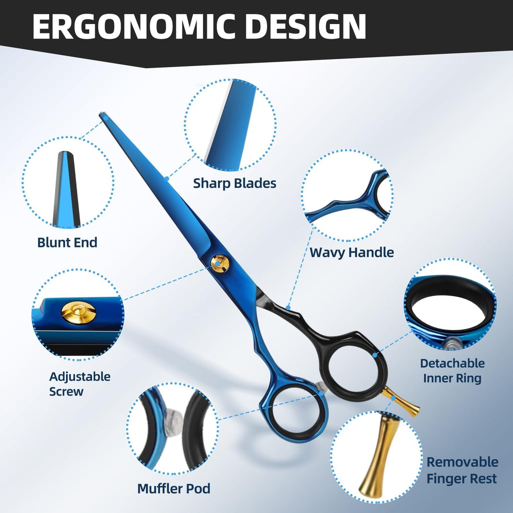 Professional Hair Cutting Scissors Kit 6.5 Inch Barber & Styling Shears