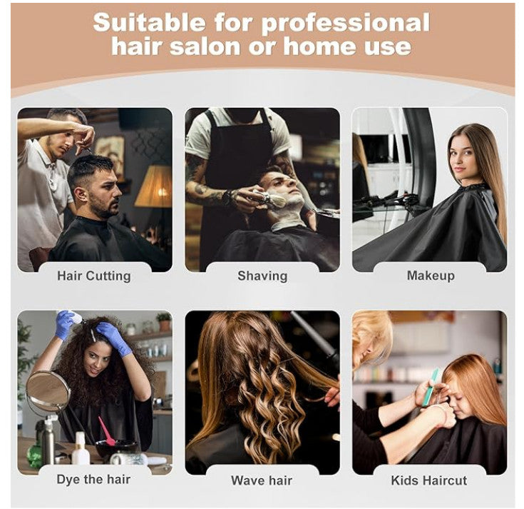 Professional Hair Cutting Cape Black 57x51 Inches with Adjustable Snap Closure for Salon & Home Use