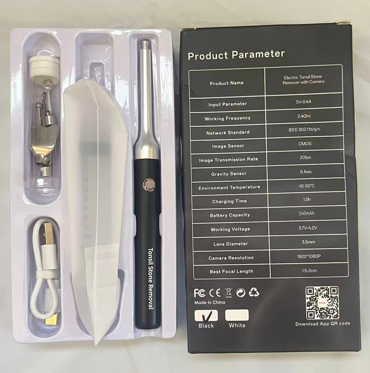 Visual Tonsil Stone Remover Kit with Camera and LED Light