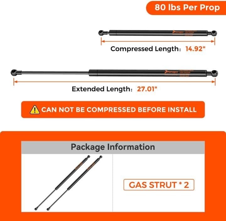 Gas Strut 27 Inch 80 lbs Heavy Duty Shock Spring Prop Lift for Truck & Equipment