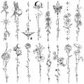Temporary Tattoos for Women: 45 Pcs Line Flower Word Sketch Set