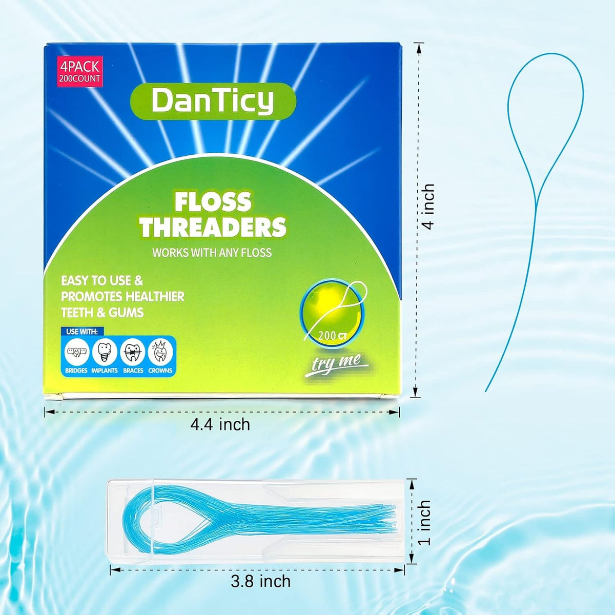 Dental Floss Threaders 200PCS for Braces & Bridges - Oral Care Tool Set