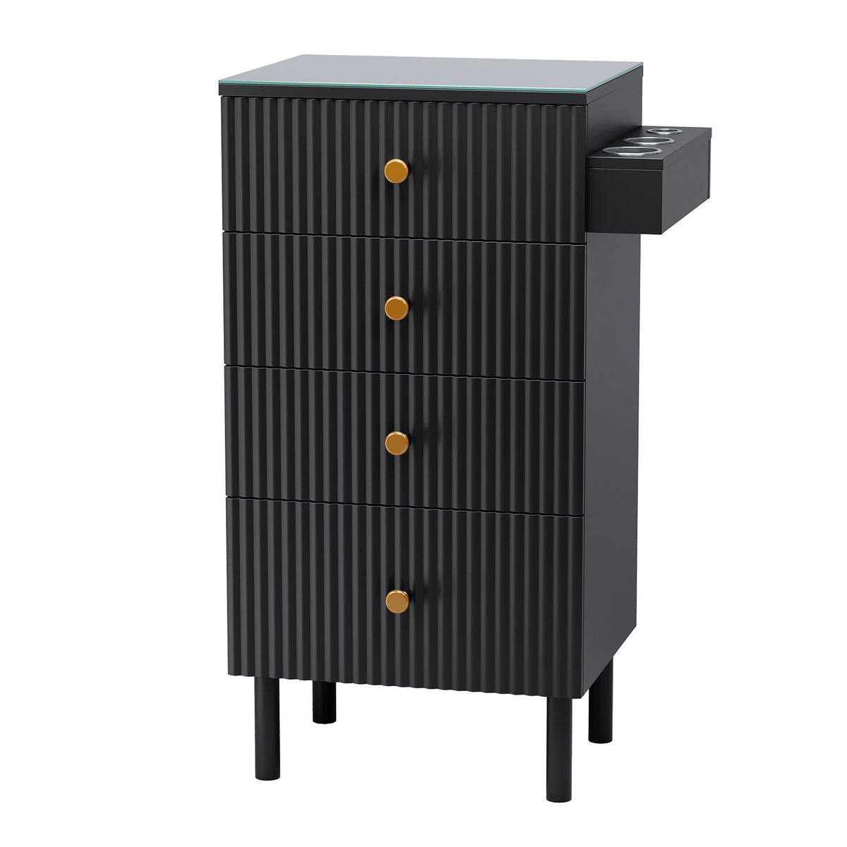 Salon Cabinet with 4 Drawers and Removable Glass Surface for Salon Organization