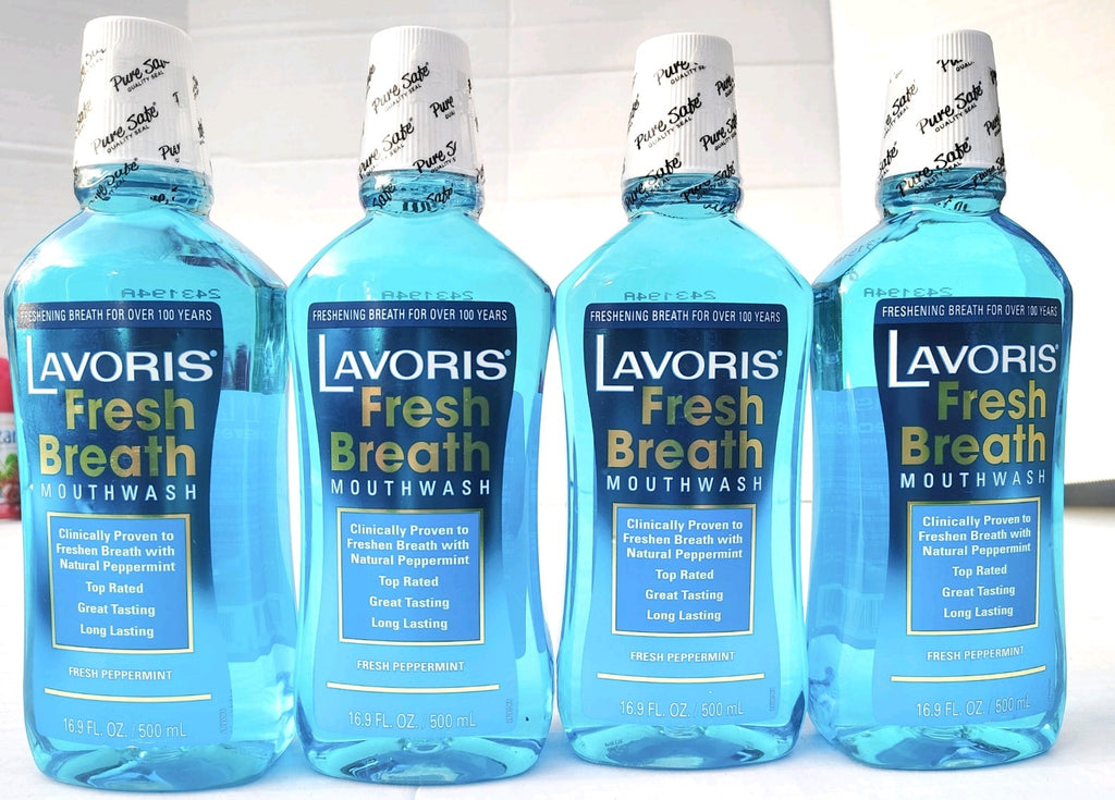 Lavoris Fresh Breath Mouthwash Original Peppermint 16.9 Fl Oz - 4 Bottles