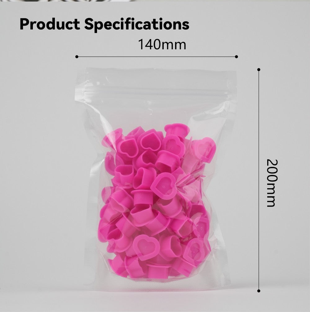 Soft Silicone Heart Ink Cups 200pcs for PMU Tattoos - Pigment Holder Caps