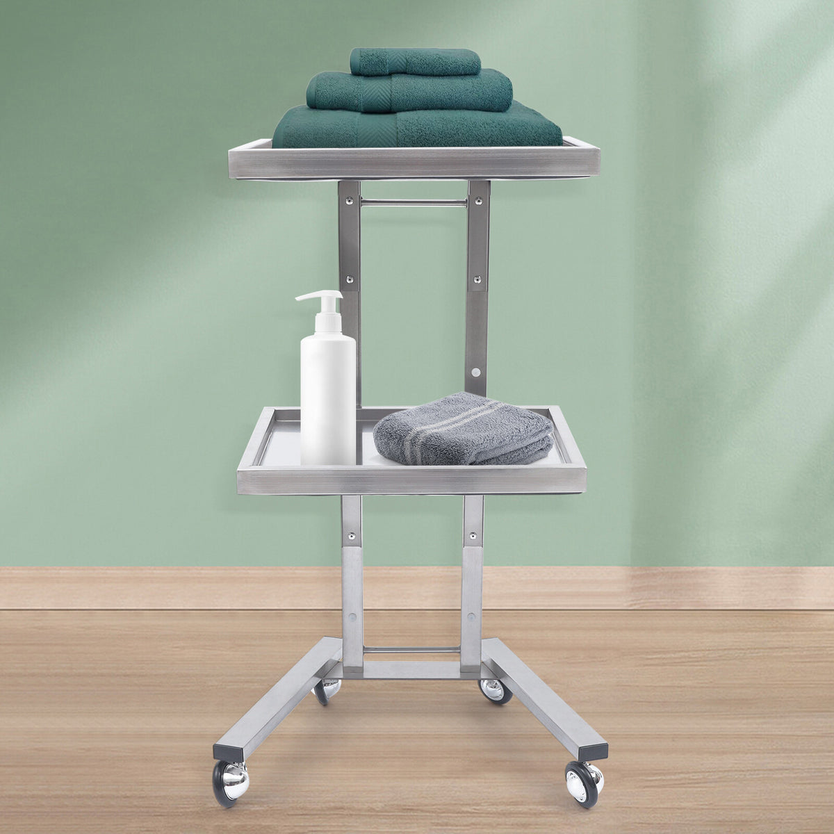 Stainless Steel Trolley Cart 2 Tier Medical Salon Tattoo Hair Studio Utility