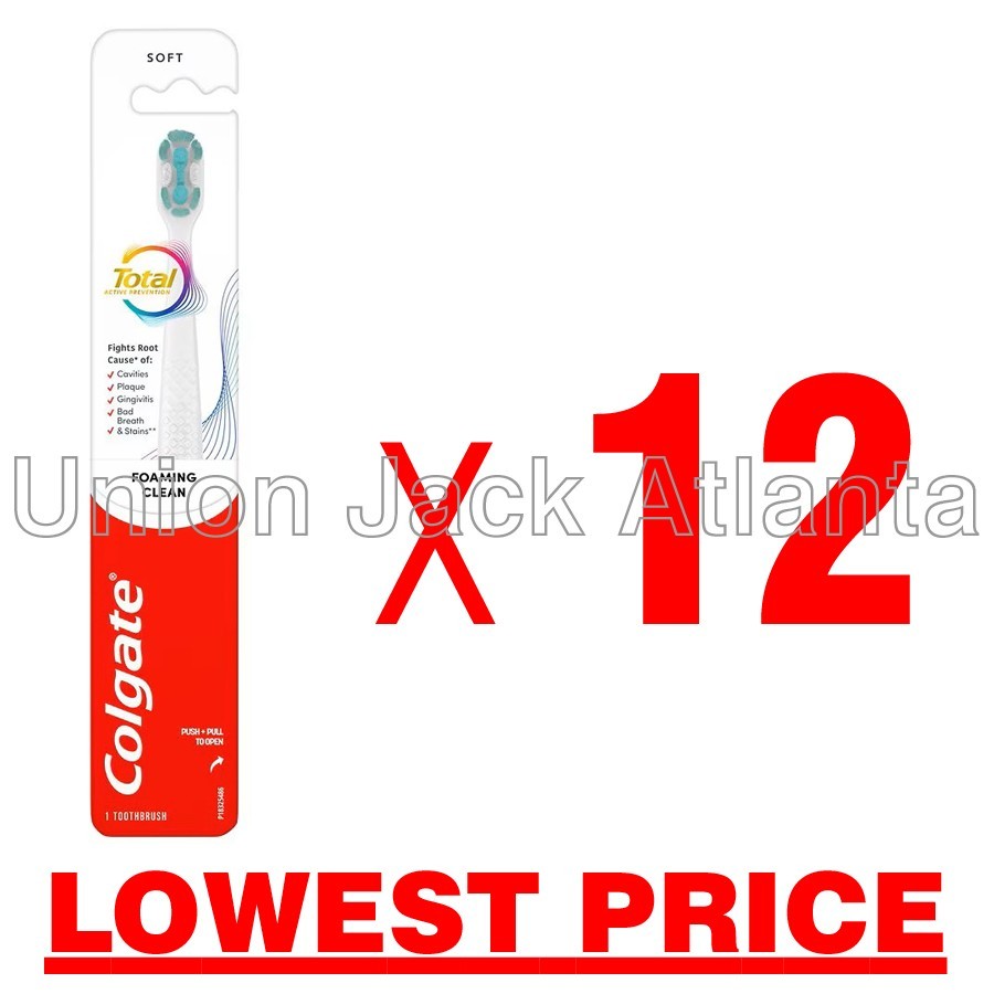 Colgate Total Foaming Clean Soft Toothbrushes - Pack of 12 Assorted Colors