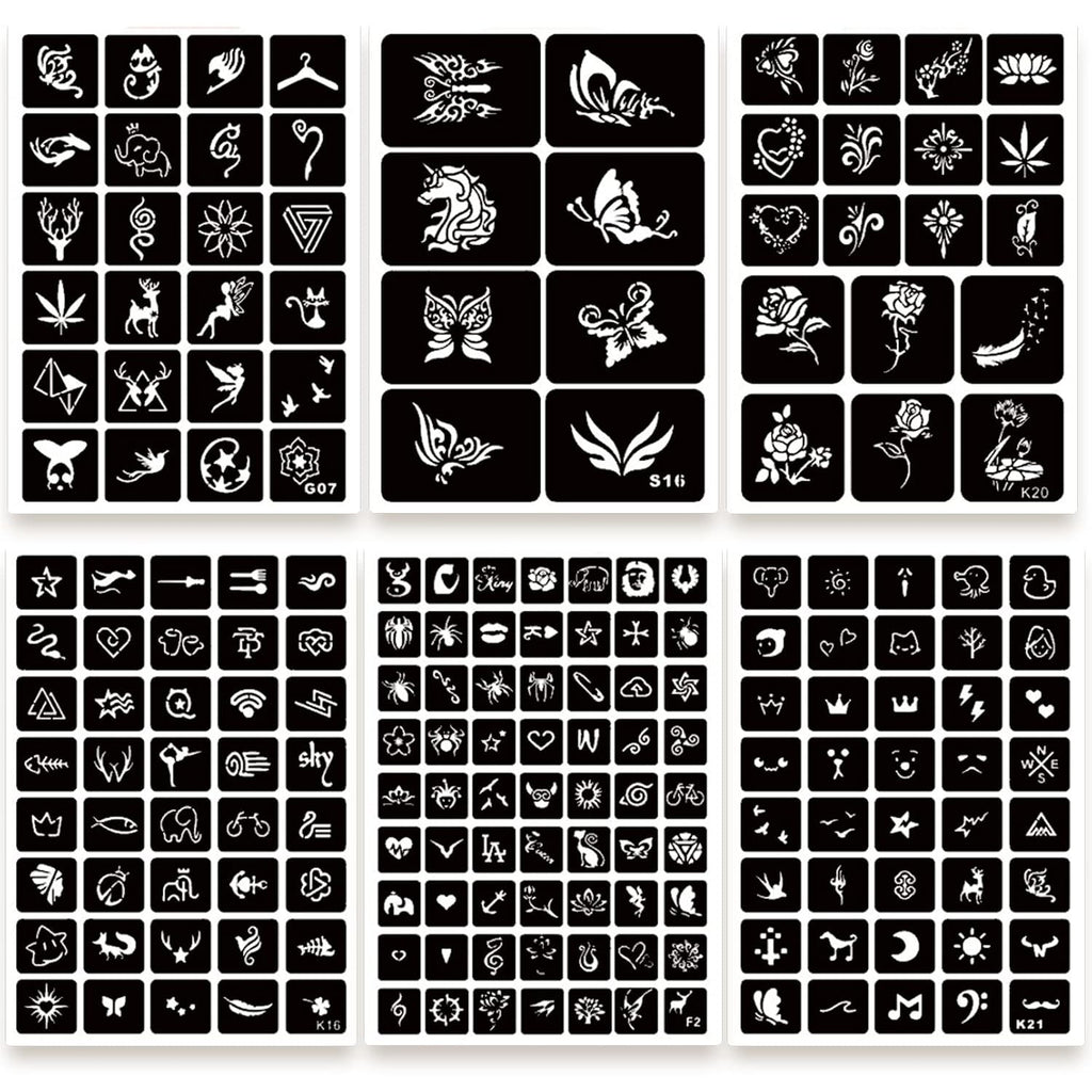 575pc Tattoo Stencil Kit for Face & Body - 20 A4 Sheets Reusable PVC Stencils
