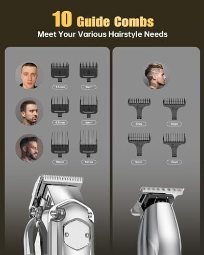 Cordless Hair Clippers & Trimmers Set for Men – Professional Grooming Kit with Adjustable Fading & Blending