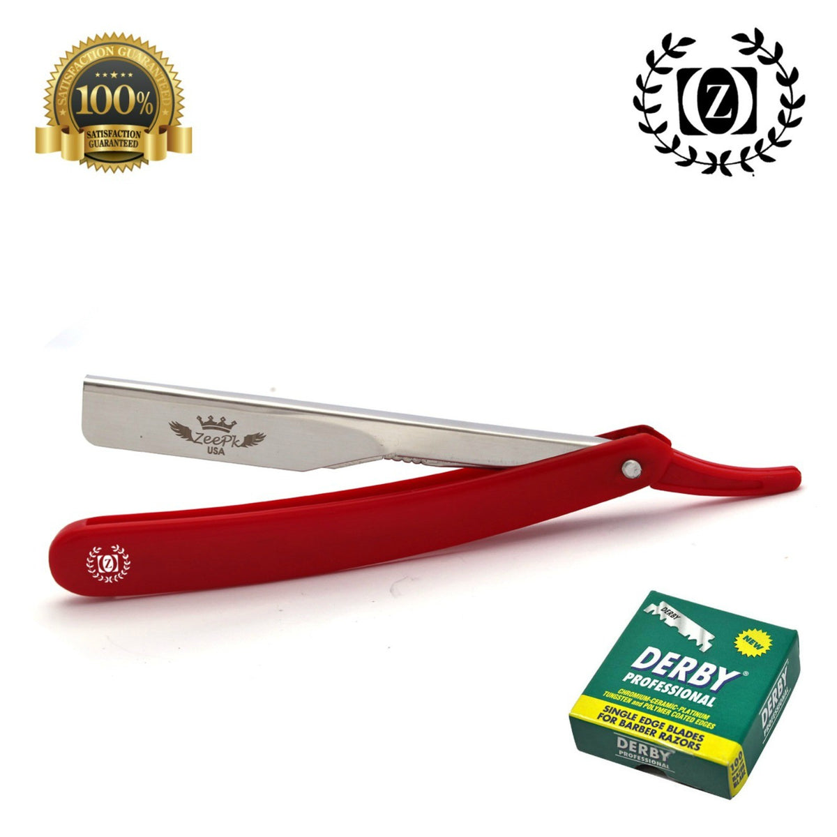 Professional Straight Razor Shaving Kit with 100 Blades for Barbershop Beard Grooming